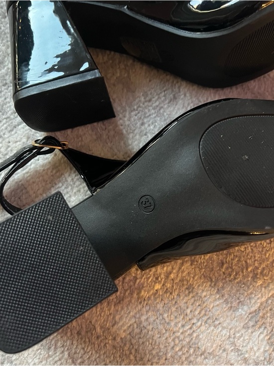 SHEIN Black Patent Pointed Slingback Block Heels - Picture 5 of 5